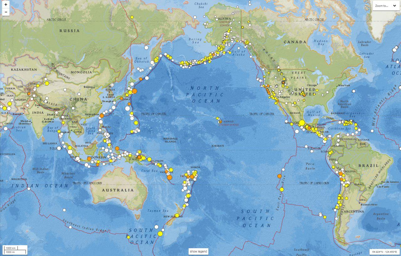 9월간 발생한 규모 2.5 이상의 지진 [출처= 미국 지질조사국]