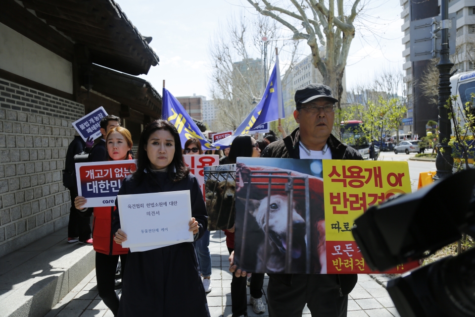 박소현 케어 대표가 헌법재판소에 의견을 제출하러 이동하고 있다. 2018.04.04/그린포스트코리아