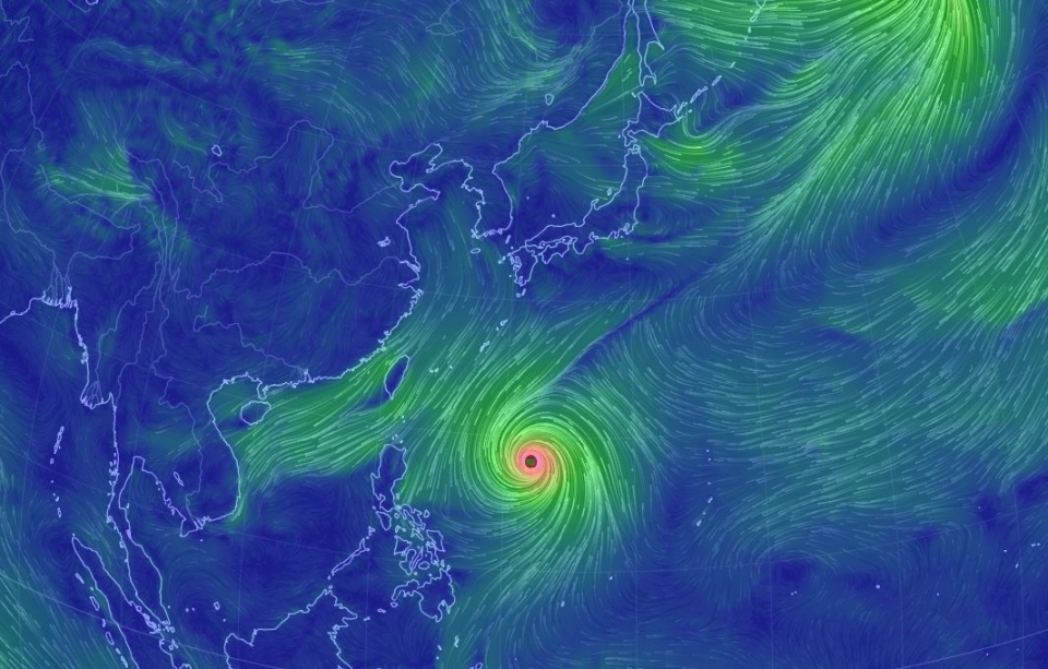 2일 오후 3시 기준 제25호 태풍 '콩레이' 위치. (어스널스쿨 제공)