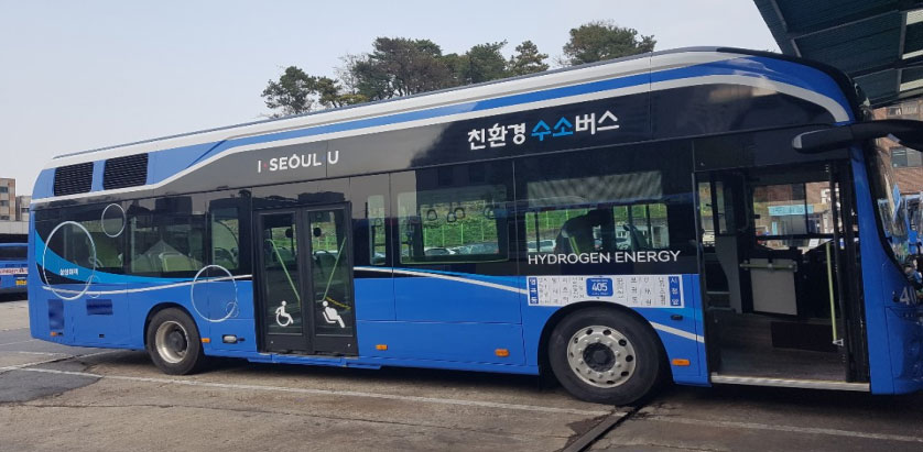 서울시가 시범 투입한 수소전기버스.(사진=서울시 제공)