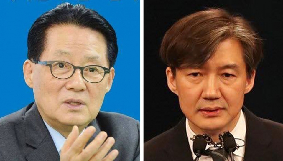 박지원(왼쪽) 민주평화당 의원과 조국 청와대 민정수석(사진=박 의원과 조 수석의 페이스북)