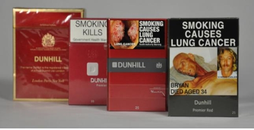 동일한 담배제품의 무(無)광고 표준담뱃갑 도입 전후 비교(보건복지부 제공)