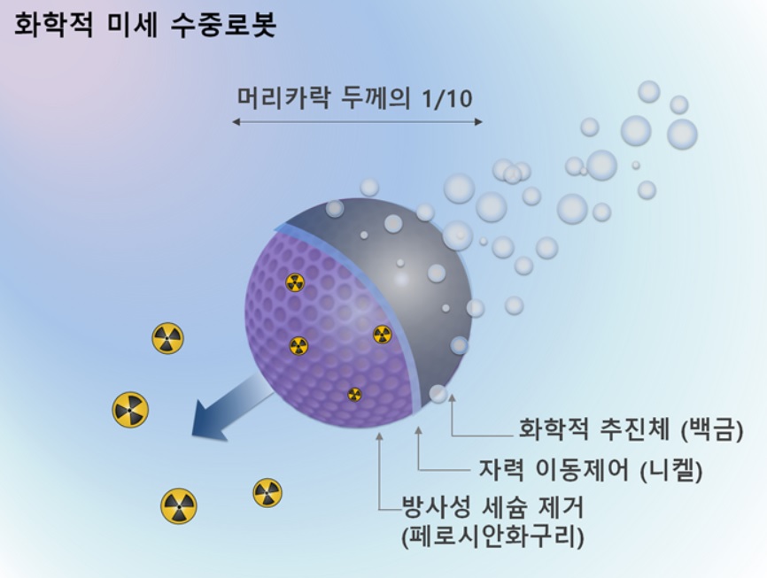 방사성 세슘 제거를 위한 화학적 미세 수중로봇 개념도. (한국원자력연구원 제공)/그린포스트코리아