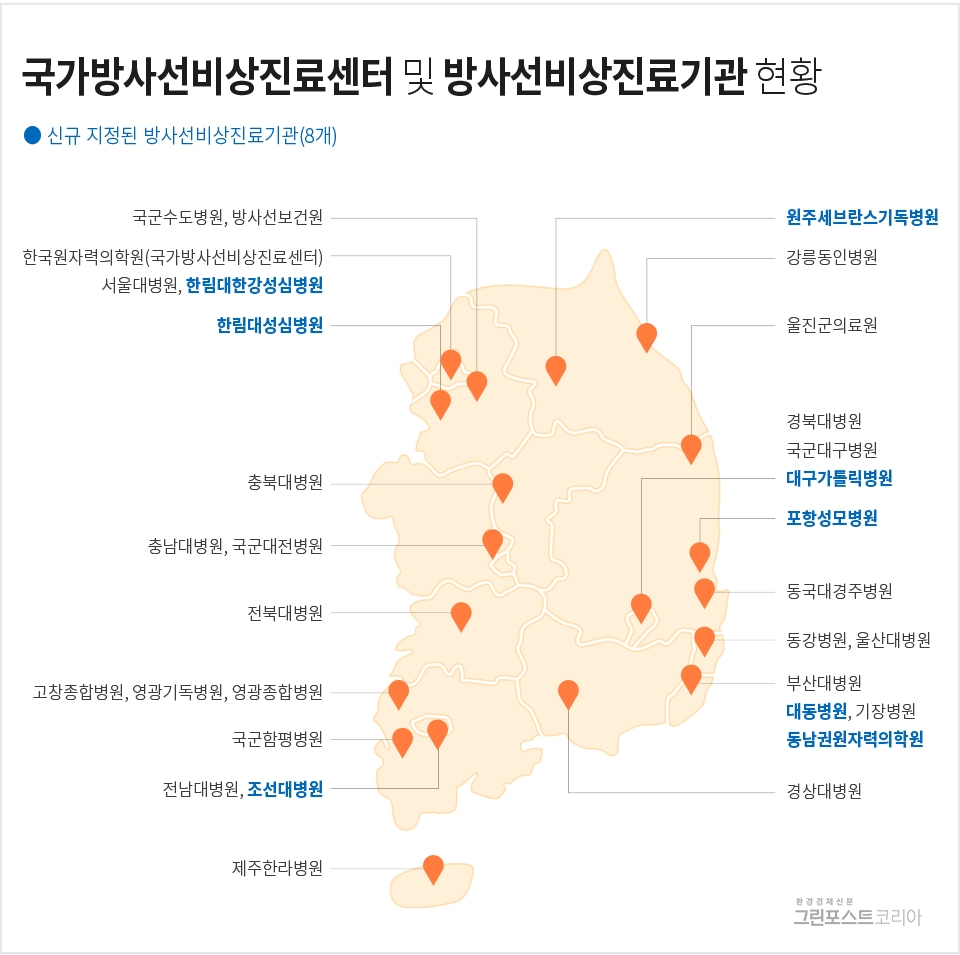 방사선비상진료기관 현황(그래픽 최진모기자)/그린포스트코리아