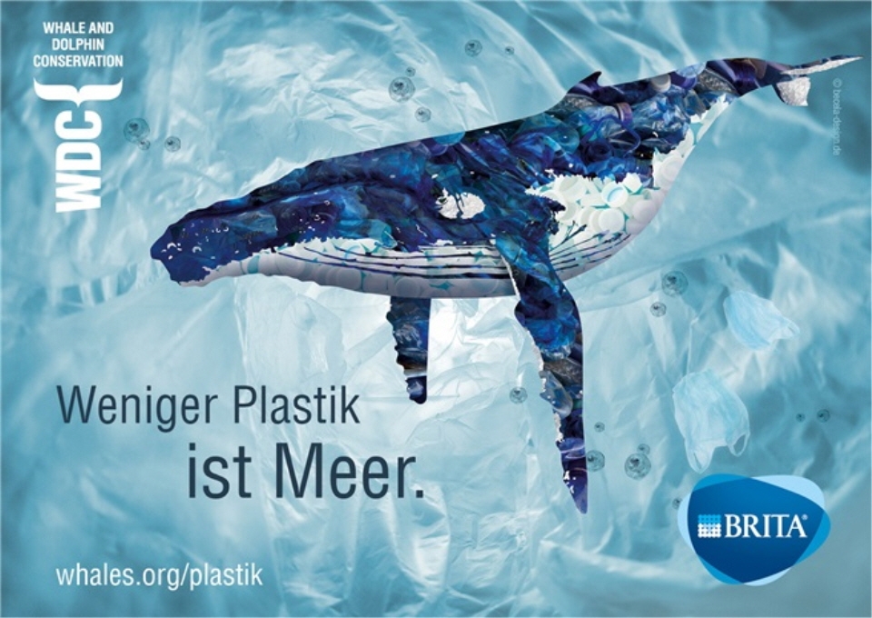 글로벌 정수기브랜드 '브리타'의 고래의 생명을 위협하는 플라스틱 줄이기 운동 포스터(브리타제공)/그린포스트코리아