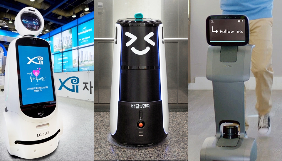 최근 코로나19로 언택트 시대가 도래하면서 건설사들이 인공지능(AI) 로봇을 속속 선보이고 있다. (왼쪽부터) GS건설, 한화건설, 삼성물산의 AI 로봇들. (각 사 제공)/그린포스트코리아