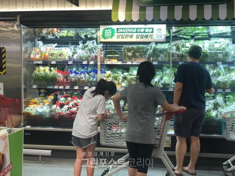 대형마트에서 농수산물 장을 보고 있는 소비자들의 모습/그린포스트코리아