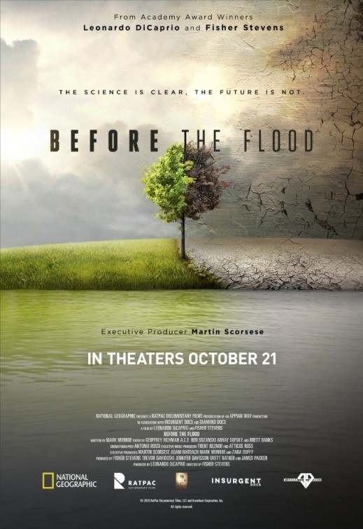 레오나르도 디카프리오가 출연한 대표적인 환경 다큐멘터리 ‘비포 더 플러드(Before the Flood)’ 포스터. (네이버 영화 캡쳐)/그린포스트코리아