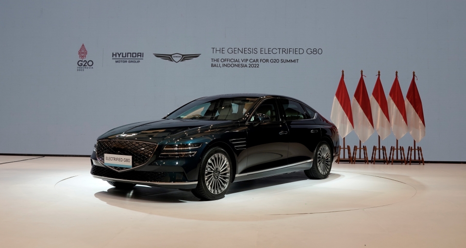 제네시스 브랜드의 첫 번째 고급 대형 전동화 세단 'G80 전동화 모델'이 'G20 발리 정상회의'에 VIP 차량으로 제공된다. (현대자동차그룹 제공)/그린포스트코리아