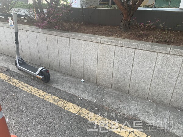 서울 송파구의 한 유명 관광지 맞은편 이면도로에 스무개도 넘는 담배꽁초가 한꺼번에 버려져 있다. (이한 기자 2022.4.24)/그린포스트코리아