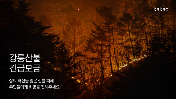 카카오가 강릉 산불 피해 복구를 위해 10억원을 기부한다. 김범수 미래이니셔티브 센터장도 기부에 동참해 10억원 상당의 개인 보유 주식을 기부한다.(사진=카카오)/그린포스트코리아