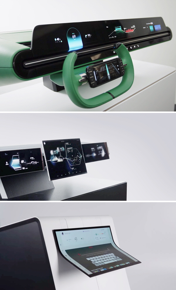 LG전자가 모빌리티 랩웍스 시리즈로 공개한 차량용 차세대 디스플레이 3종. (사진=LG전자)/그린포스트코리아