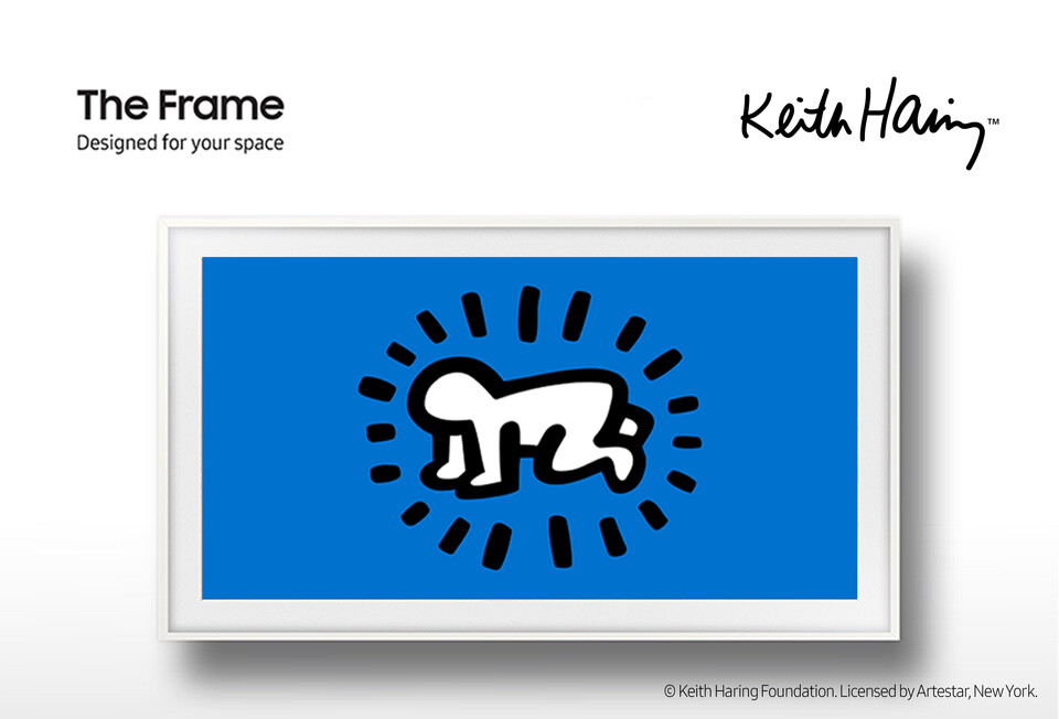 라이프스타일 TV '더 프레임'을 통해 20세기 아티스트 '키스 해링'의 작품을 선보이는 삼성전자. 사진은 '더 프레임'을 통해 만날 수 있는 '빛나는 아기(Radiant Baby)' 작품. (사진=삼성전자)/그린포스트코리아
