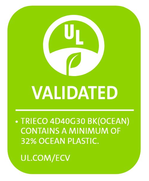 유엘솔루션즈에서 발급한 삼양사 트리에코 4D의 'ECV Ocean Plastic' 인증 마크. (사진=삼양홀딩스)/그린포스트코리아