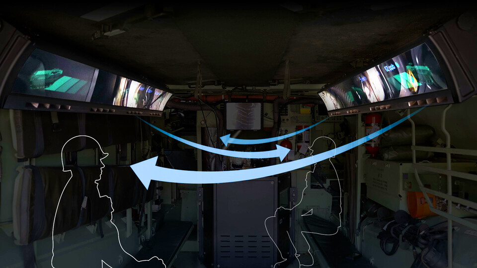 해병대 상륙돌격장갑차에 적용한 현대모비스 멀미저감기술. 해당 기술은 디스플레이(시각)와 공조 장치(촉각)를 사용해 탑승객의 감각에 자극을 주고 멀미를 최소화한다. (사진=현대모비스)/그린포스트코리아