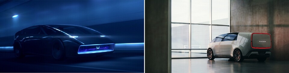 CES 2024에서 2026년 전세계 출시 예정인 새로운 전기차 시리즈 ‘혼다 0시리즈’를 선보인 혼다. 사진은 혼다 0 시리즈 콘셉트 모델인 살룬(왼쪽)과 스페이스-허브. (사진=혼다)/그린포스트코리아