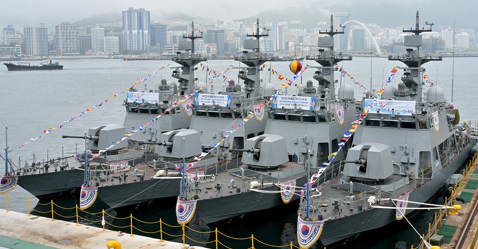 HJ중공업이 건조한 해군 신형고속정 진수식 모습. (사진=HJ중공업)/그린포스트코리아