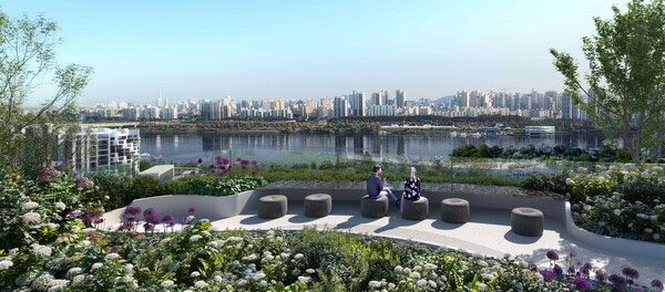 삼성물산의 한남4구역 사업 래미안 더글로우즈 한남의 조경 조감도./삼성물산 제공