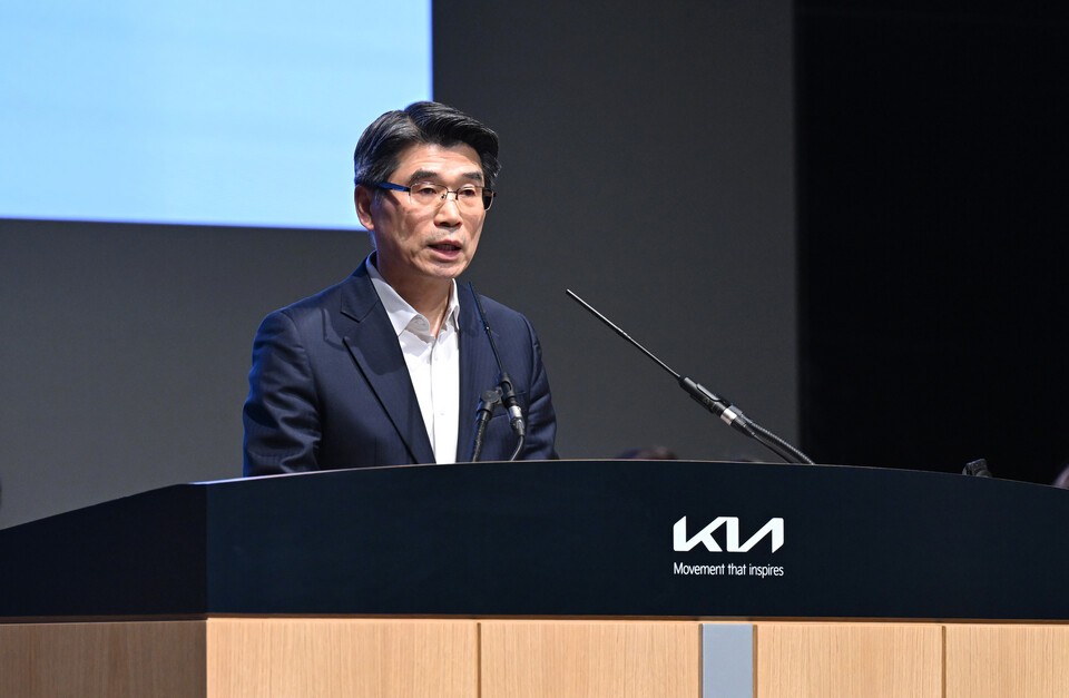 지난 14일 기아 제81기 주주총회에서 발언하고 있는 송호성 기아 대표이사 사장. /기아 제공