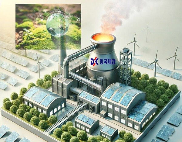 동국제강이 '스틸 포 그린' 전략으로 탄소중립에 앞장선다는 중장기 경영전략을 발표했다./인공지능 생성 이미지 , 그래픽=그린포스트코리아