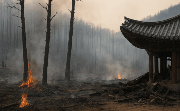 대한민국은 역대 최악의 산불로 인해 심각한 피해를 입었다.  /AI 생성 이미지
