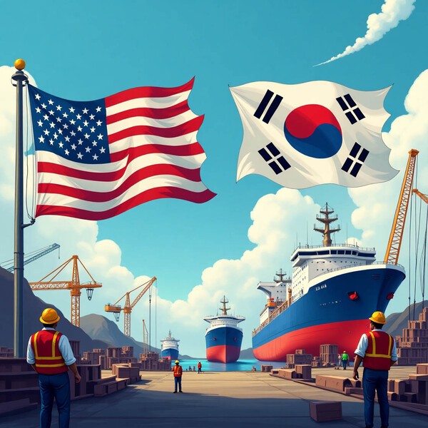 도날드 트럼프 대통령의 미국 조선업 재건을 위한 행정명령에 서명, 한국 조선업계에 '기회의 문'이 활짝 열릴 수 있다는 전망이다./인공지능생성이미지