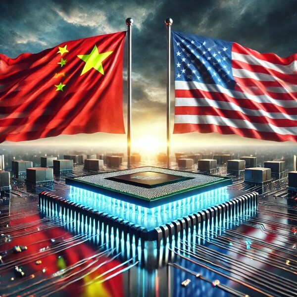 미국의 대중 AI칩 수출 규제로 양국의 패권 경쟁이 심화되고 있는 AI·반도체 산업. /AI생성형 이미지