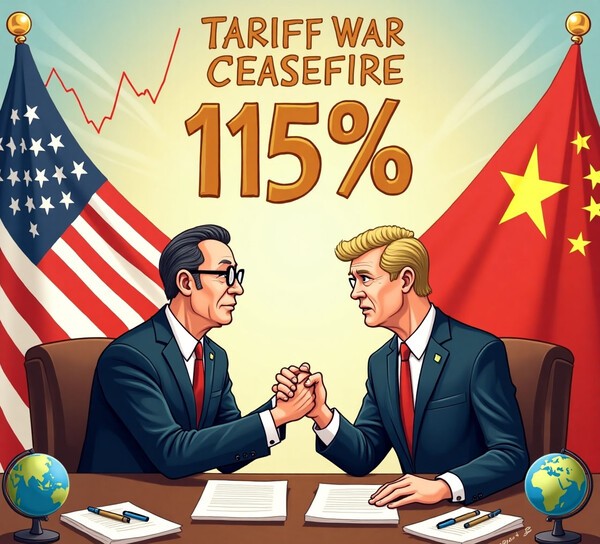 미국과 중국이 12일(현지시간) 스위스 제네바에서 열린 양자 협상을 통해 도널드 트럼프 미국 대통령 2기 집권 이후 벌어진 관세 전쟁을 종결짓는 중대한 합의에 도달했다./인공지능생성이미지