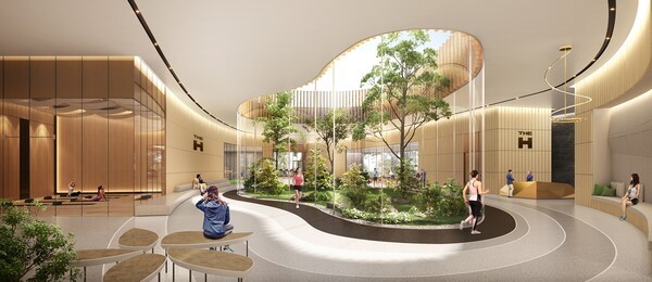 현대건설의 하이라이브 사업을 통해 개선된 노후 아파트 커뮤니티 투시도./현대건설 제공