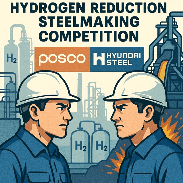 포스코와 현대제철이 최근 수소환원제철(DRI) 기술 개발에 사활을 걸고 있다./인공지능 생성 이미지