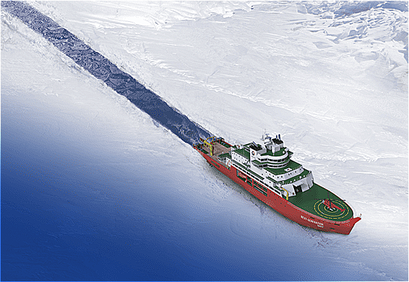 한화오션이 극지연구소에 제안해 우선협상자로 선정된 차세대 쇄빙연구선 조감도./사진=한화오션