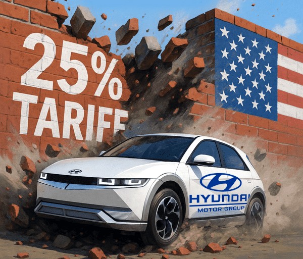 트럼프 행정부의 수입차 관세에도 올해 상반기 미국 시장 역대 최대 판매를 기록한 현대자동차와 기아. /인공지능 생성 이미지