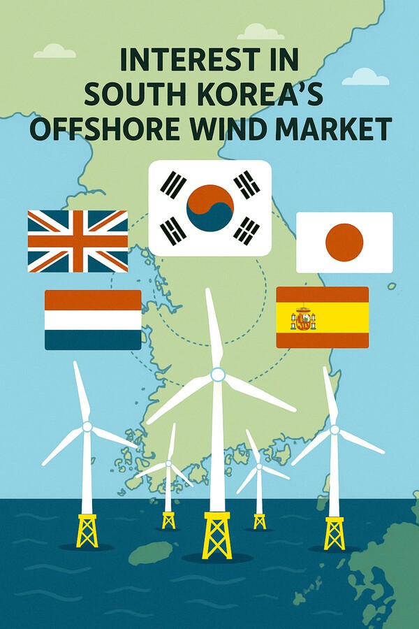 영국, 일본, 네덜란드, 스페인 등 주요 해외 국가의 풍력 전문 기업과 기관들이 한국을 찾으며 해상풍력시장에 러브콜을 보내고 있다./인공지능이미지 생성