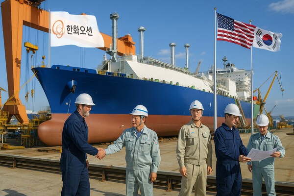 한화오션은 미국 계열사인 한화필리십야드를 통해 3480억원 규모의 액화천연가스(LNG)운반선 건조 계약을 체결했다고 22일 밝혔다./인공지능 생성 이미지