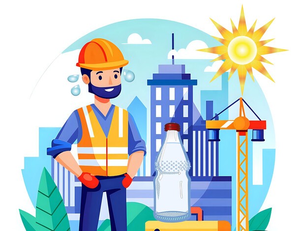 연일 이어지는 기록적 폭염 속에서 국내 주요 건설사들이 현장 근로자 안전 확보를 위한 맞춤형 대응책 마련에 총력을 기울이고 있다./픽사베이 이미지, 그래픽=그린포스트코리아