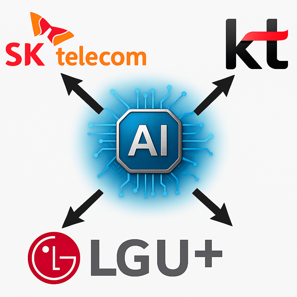 AI 산업 선도 및 AI 역량 강화를 위해 글로벌 기업, IT 기업, 지방자치단체 등과 협력을 강화하고 있는 국내 이동통신 3사. /인공지능 생성 이미지
