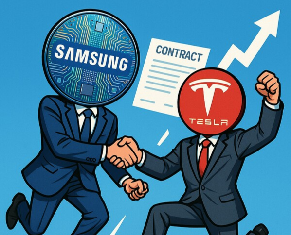 삼성전자가 테슬라와의 대규모 반도체 수주 계약을 따내며 파운드리(반도체 위탁생산) 사업 재도약의 발판을 마련했다./인공지능 생성 이미지