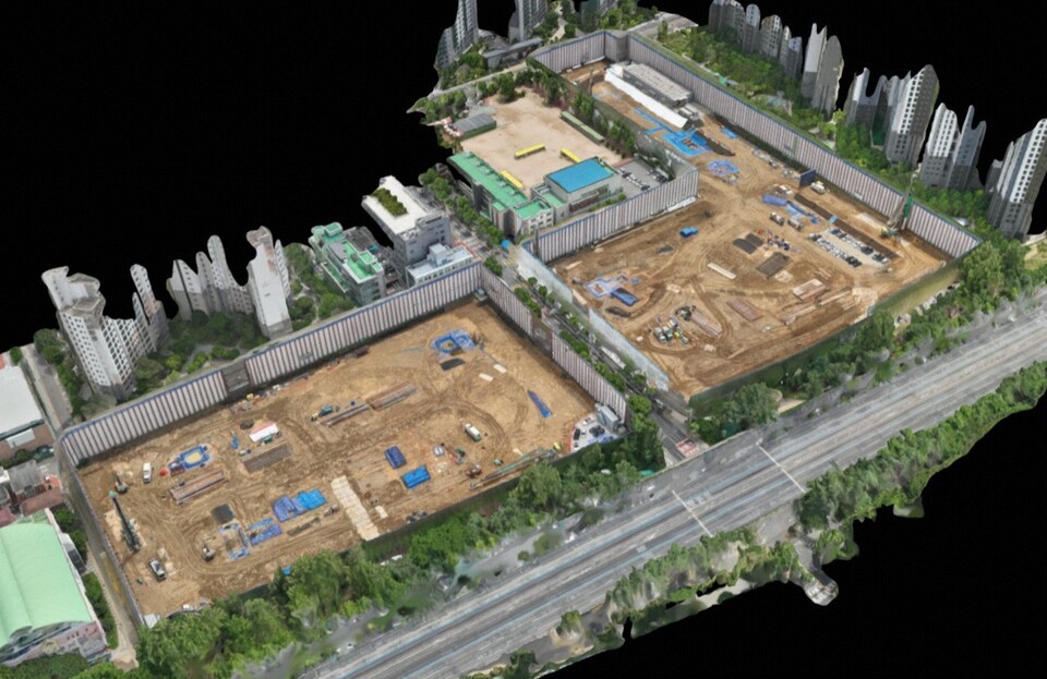 드론 플랫폼으로 제작된 '아크로 드 서초' 현장 전경./DL이앤씨 제공