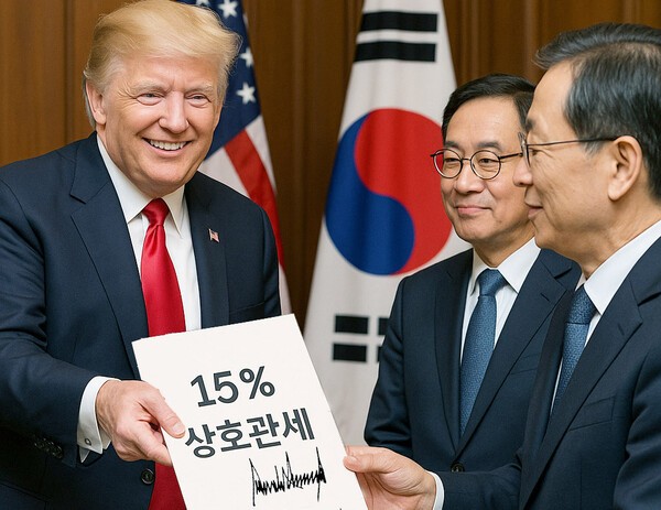 도널드 트럼프 미국 대통령이 한국에 대한 상호관세를 15%로 결정했다./인공지능 생성 이미지
