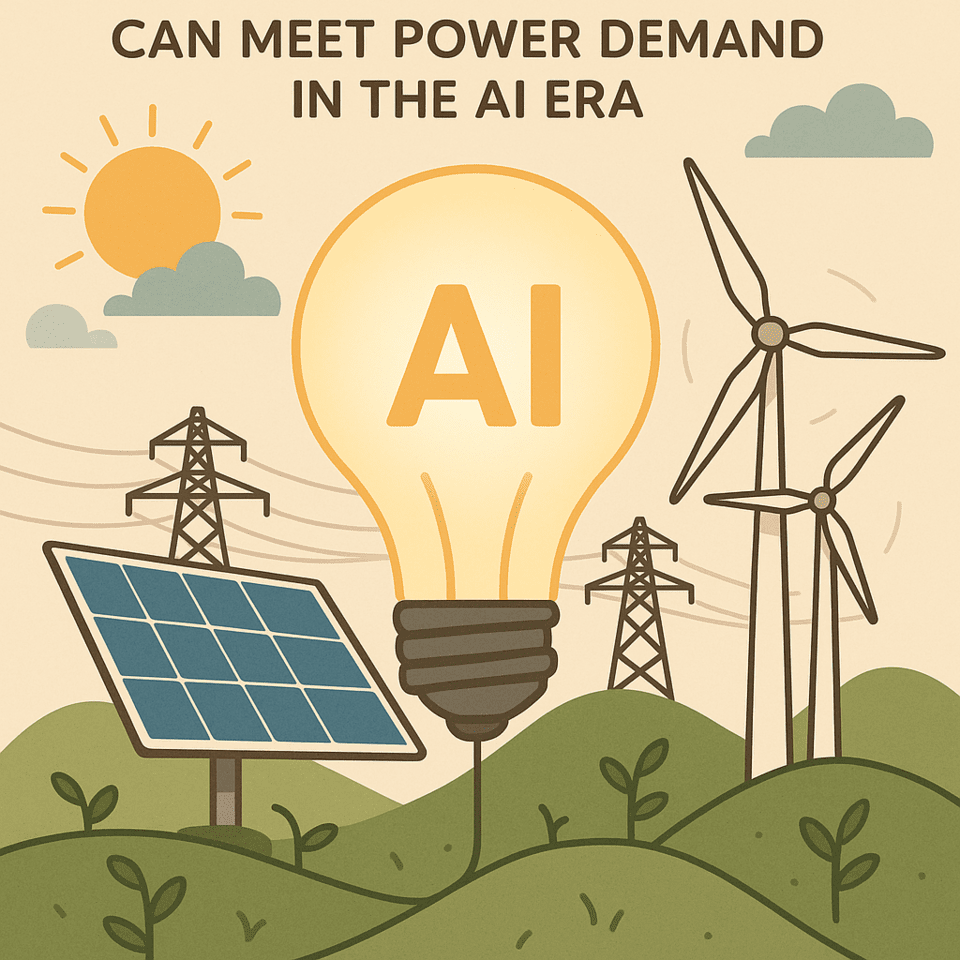 AI시대에 신규 원자력 발전소 없이 재생에너지로 전력 수요를 충분히 감당할 수 있다는 국내 연구 결과가 나왔다./인공지능 이미지 생성