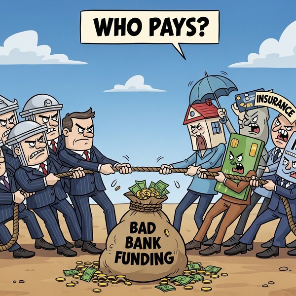 이재명 정부가 추진하는 ‘장기 연체채권 채무조정 프로그램’이 ‘배드뱅크’ 설립 재원 분담을 둘러싼 금융권 내부 갈등 탓에 제동이 걸렸다./인공지능 생성 이미지