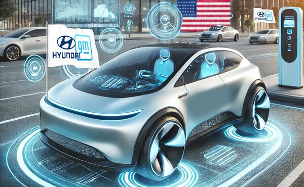 현대자동차와 제너럴 모터스(GM)가 5종의 차세대 차량을 공동 개발하는 계획을 발표하며, 전략적 협력 관계에 본격 시동을 걸었다./인공지능 생성 이미지, 그래픽=그린포스트코리아