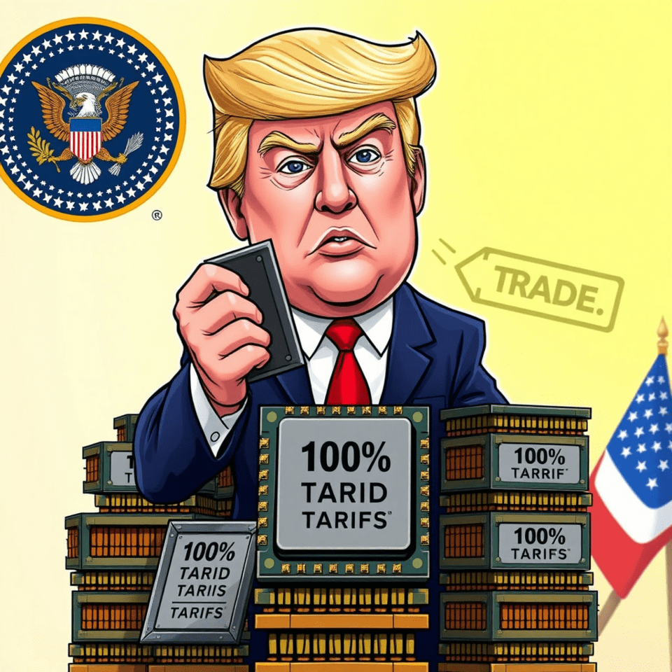 미국으로 수입되는 반도체에 100% 관세를 부과하겠다고 언급한 도널드 트럼프 미국 대통령. /인공지능 생성 이미지