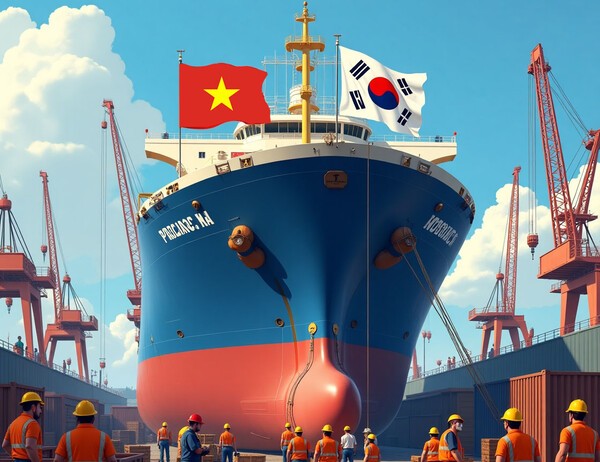 베트남 또럼 당서기장의 한국 국빈방문을 계기로 HD현대가 28년간 운영해 온 베트남 조선소 프로젝트 기간을 20년 연장하고, 베트남 최대 해운사와 포괄적 협력에 나선다./인공지능생성 이미지, 그래픽=그린포스트코리아