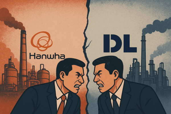 한화솔루션과 DL케미칼 간 여천NCC 원료공급계약을 둘러싼 갈등이 격화되면서 국내 석유화학업계의 구조적 문제가 수면 위로 떠올랐다./인공지능 생성 이미지