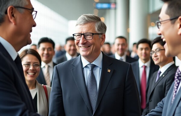 21일 3번째로 한국을 방문하는 빌 게이츠. 바이오, 원전, 사회공헌 등 당양한 분야에서 국내 기업들과 협업이 예상되고 있다. /인공지능 생성 이미지