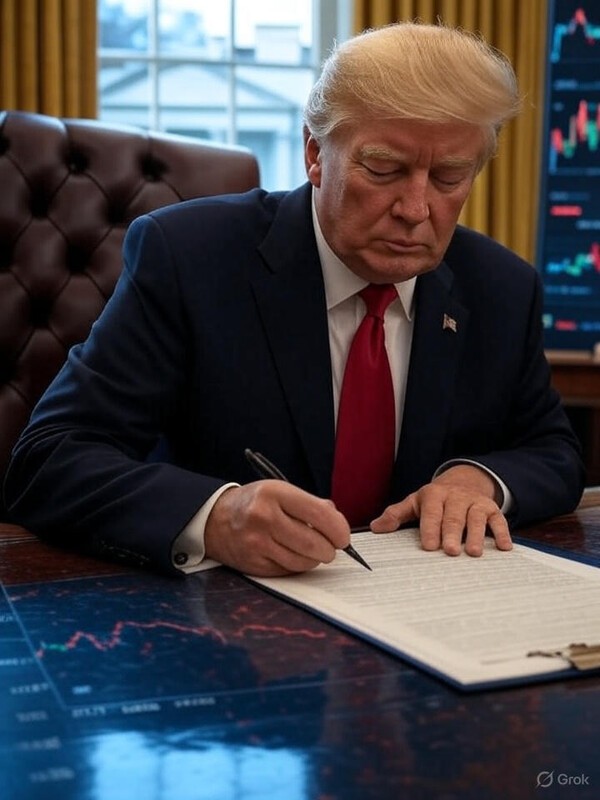 도널드 트럼프 미국 대통령은 이달 초 401(k) 등 퇴직연금 계좌에서 디지털 자산을 포함한 대체 자산 투자를 검토하도록 하는 행정명령에 서명했다./인공지능 생성 이미지