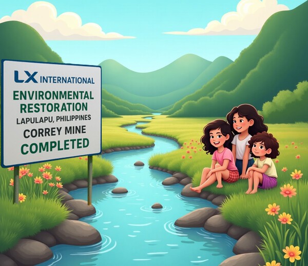 LX인터내셔널은 필리핀 라푸라푸 구리 광산의 환경복구 작업을 완료하고 현지 정부로부터 공식 인증을 받았다./인공지능 생성 이미지