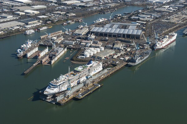 비거 마린 그룹이 운영하는 오리건주의 스완 아일랜드 조선소 전경./사진=삼성중공업