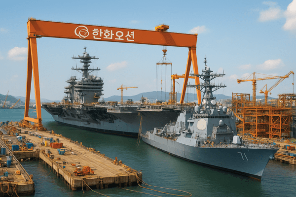 한화오션이 최근 7000만달러(975억원)를 투입해 필리조선소를 미국 해군 함정 정비 거점으로 탈바꿈하고 있다./인공지능 생성 이미지